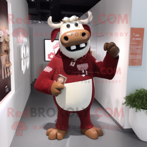 Maroon Cow maskot drakt...