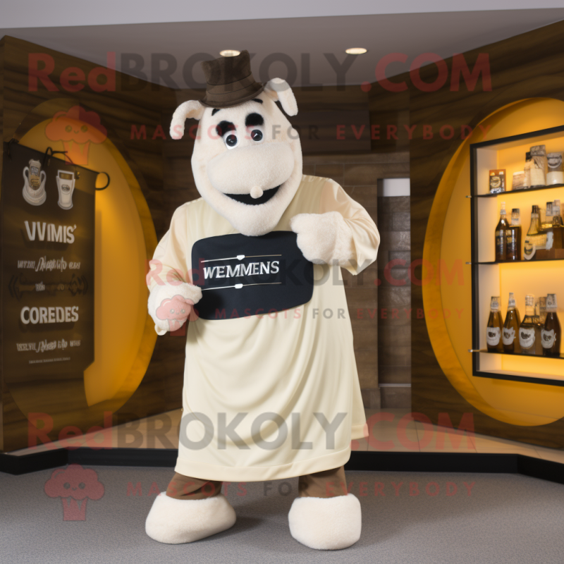 Cream Guinness mascot costume character dressed with a V-Neck Tee and Belts Cream Guinness mascot costume character dressed with a V-Neck Tee and Belts