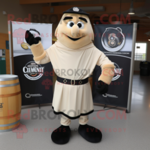 Cream Guinness mascot costume character dressed with a V-Neck Tee and Belts