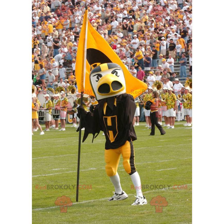 Yellow white and black bird mascot - Redbrokoly.com