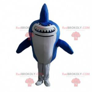 Mascotte de requin bleu et blanc géant, costume de la mer -