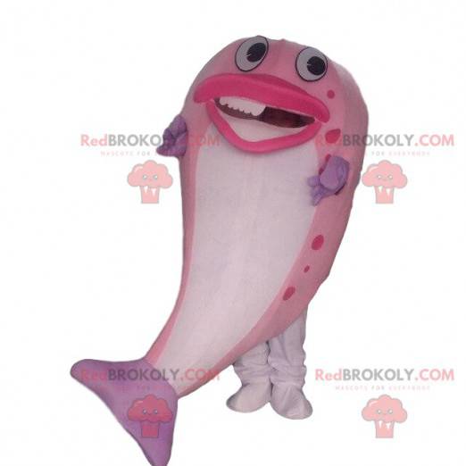 Mascotte de poisson rose et blanc, costume de poisson géant -
