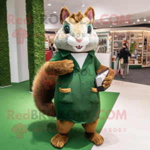 Forest Green Squirrel mascot costume character dressed with a A-Line Skirt and Wallets