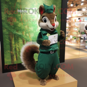 Forest Green Squirrel mascot costume character dressed with a A-Line Skirt and Wallets