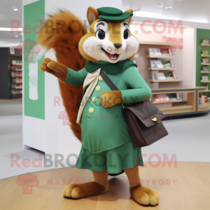 Forest Green Squirrel mascot costume character dressed with a A-Line Skirt and Wallets