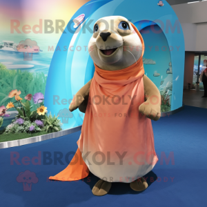 nan Sea Lion mascot costume character dressed with a Wrap Skirt and Shoe clips