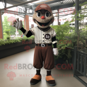 Rust Mime mascot costume character dressed with a Baseball Tee and Brooches