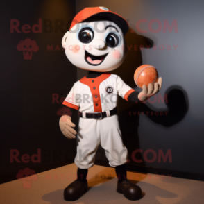 Rust Mime mascot costume character dressed with a Baseball Tee and Brooches