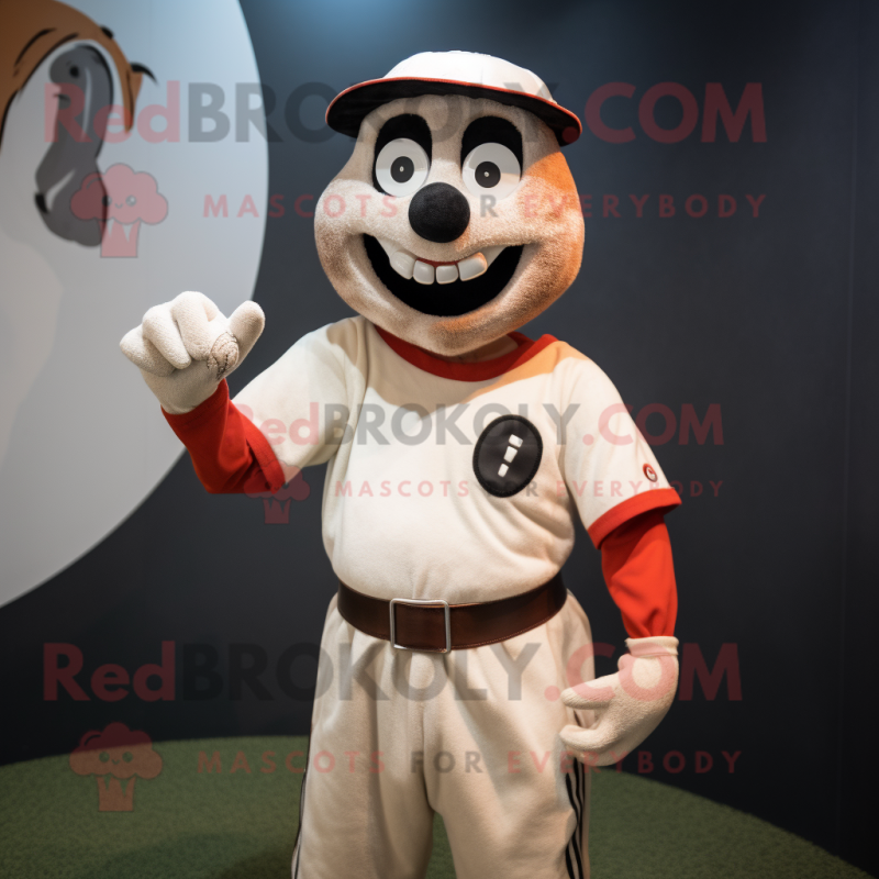 Rust Mime mascot costume character dressed with a Baseball Tee and Brooches