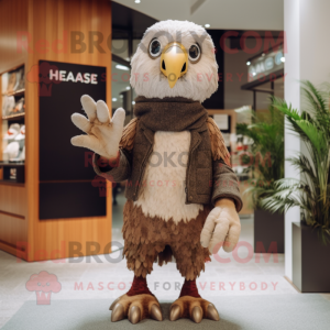 Olive Haast'S Eagle mascot costume character dressed with a Cardigan and Gloves