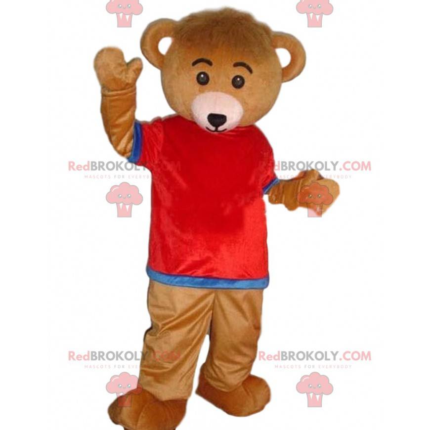 Mascotte d'ours habillé, costume de nounours coloré -