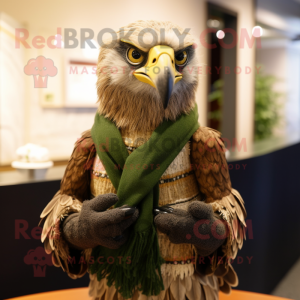 Olive Haast'S Eagle mascot costume character dressed with a Cardigan and Gloves