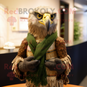 Olive Haast'S Eagle mascot costume character dressed with a Cardigan and Gloves