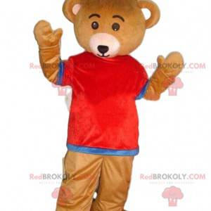 Mascotte d'ours habillé, costume de nounours coloré -