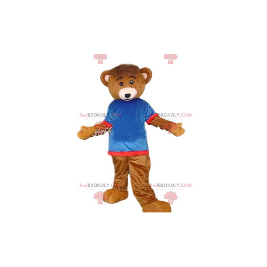 Mascotte d'ours habillé, costume de nounours coloré -
