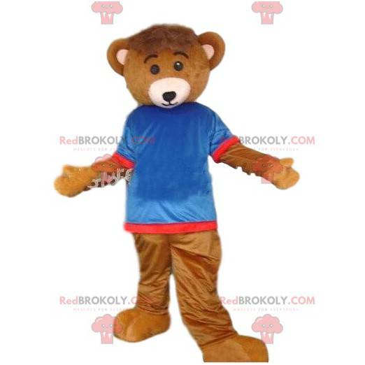 Mascota de oso vestida, colorido disfraz de oso de peluche -