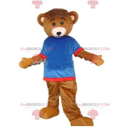 Mascotte d'ours habillé, costume de nounours coloré -