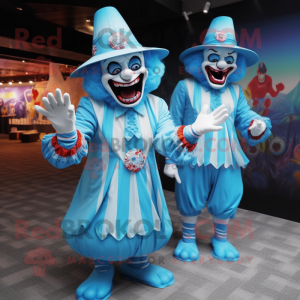 Sky Blue Evil Clown maskot...