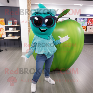 Blågrön Apple maskot kostym...