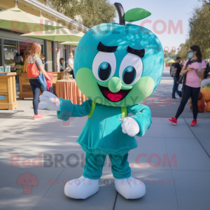 Blågrøn Apple maskot...