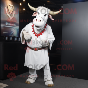 Witte Zebu mascotte kostuum...