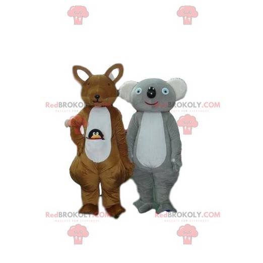 Mascottes de kangourou et de koala, costumes d'Australie -