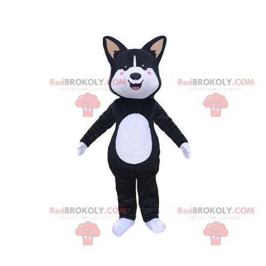 Zwart-witte hond mascotte, hondenkostuum - Redbrokoly.com