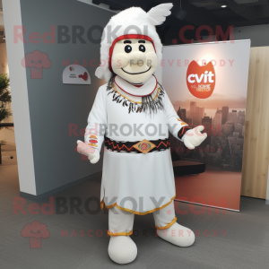 White Chief mascot costume character dressed with a Bodysuit and Scarf clips