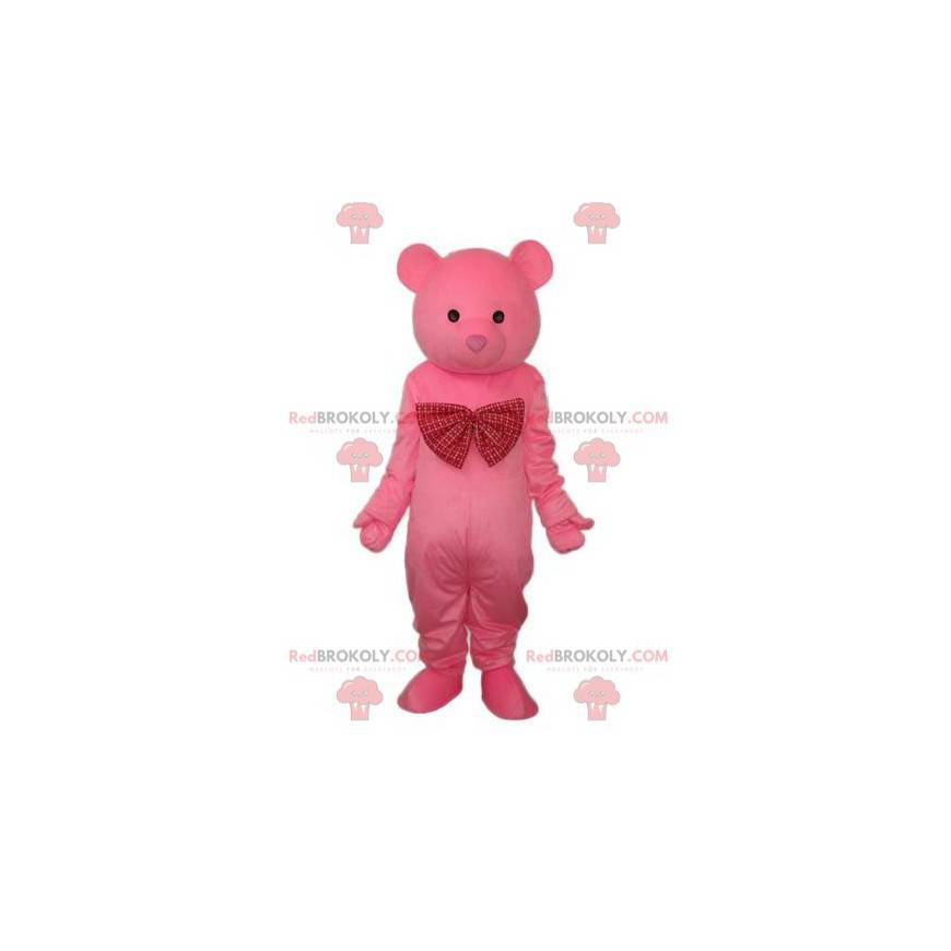 Mascote de urso rosa, fantasia de urso de pelúcia rosa -