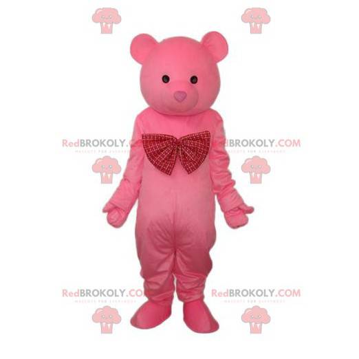 Maskot růžového medvěda, kostým růžového medvídka -