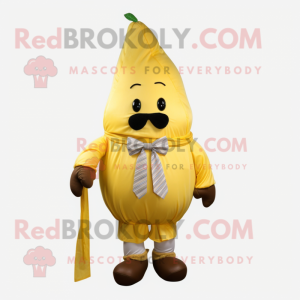 Yellow Pear mascot costume character dressed with a Cargo Pants and Bow ties