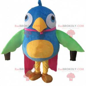 Mascotte de gros oiseau coloré, costume d'oiseau multicolore -