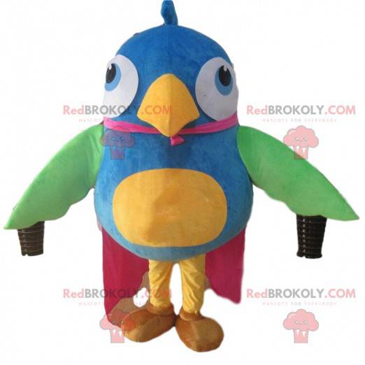 Velký barevný pták maskot, vícebarevné ptačí kostým -