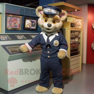 Navy Television mascot costume character dressed with a Button-Up Shirt and Brooches