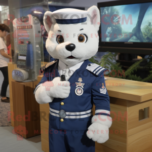 Navy Television mascot costume character dressed with a Button-Up Shirt and Brooches