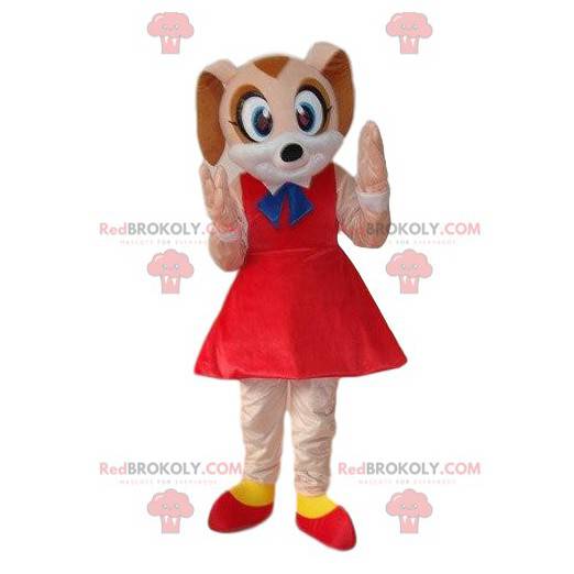 Brun musmaskot, kostym av en liten kvinnlig mus - Redbrokoly.com