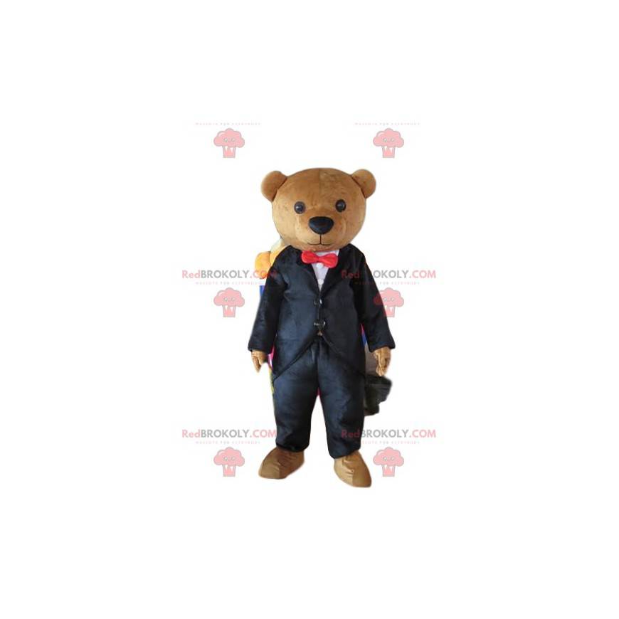 Kostümiertes Teddybär-Maskottchen, eleganter Bär, Geschäftsmann Kostümiertes Teddybär-Maskottchen, eleganter Bär, Geschäftsmann