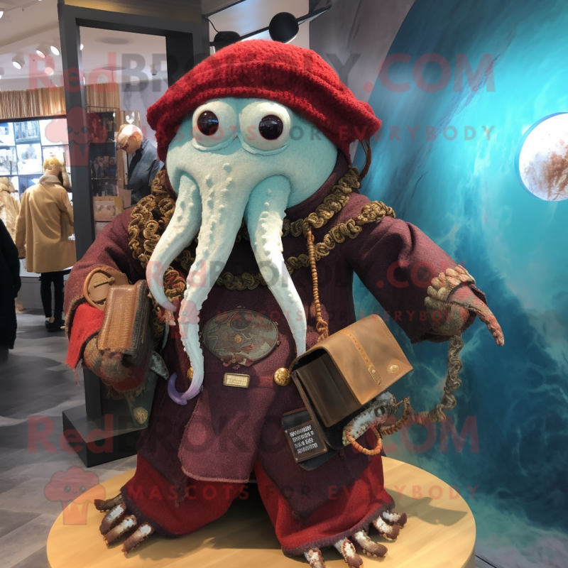 nan Kraken mascot costume character dressed with a Sweater and Coin purses nan Kraken mascot costume character dressed with a Sweater and Coin purses
