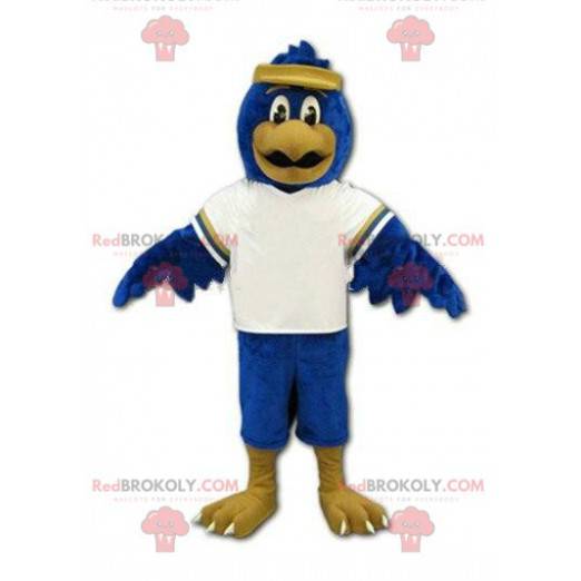 Mascota águila deportiva, disfraz de pájaro azul, pájaro