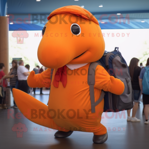 Oransje pukkelhval maskot...