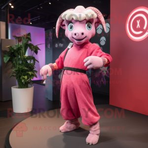 Pink Ram maskot drakt figur...