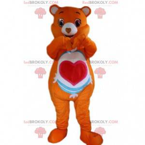 Mascotte de Bisounours orange, costume d'ours orange -