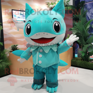 Turquoise Shark mascotte...