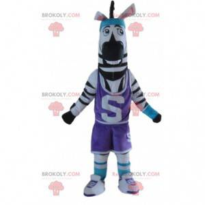 Zebra mascot in sportswear, sports animal costume -