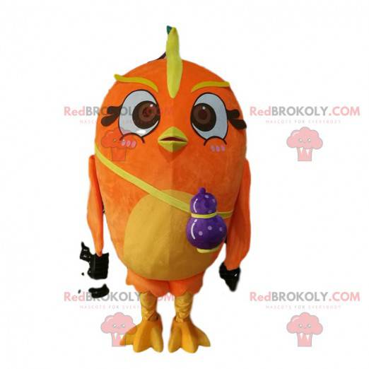 Stor orange fuglemaskot, farverigt fugledragt - Redbrokoly.com