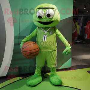 Lime Green Basketball Ball mascot costume character dressed with a Cargo Pants and Wraps