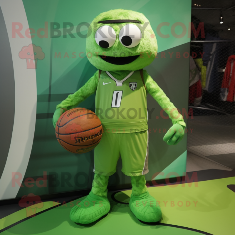 Lime Green Basketball Ball mascot costume character dressed with a Cargo Pants and Wraps