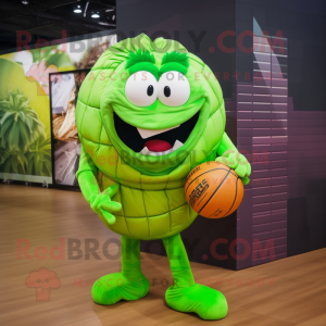 Lime Green Basketball Ball mascot costume character dressed with a Cargo Pants and Wraps
