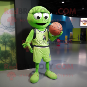 Lime Green Basketball Ball mascot costume character dressed with a Cargo Pants and Wraps