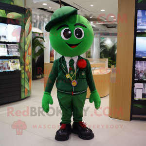 Forest Green Cherry mascot costume character dressed with a Shorts and Brooches